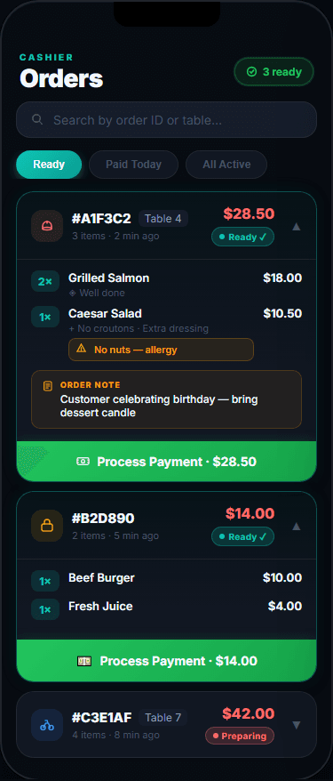 Cashier — Every order, ready to close out